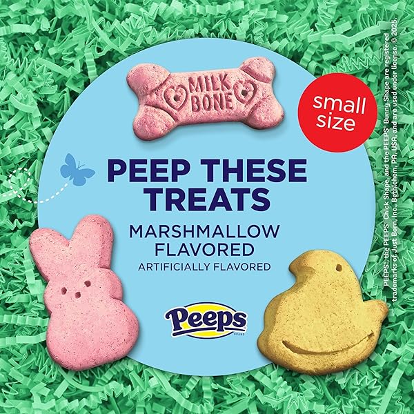 MILK-BONE PEEPS ARTIFICIALLY MARSHMALLOW FLAVORED DOG TREATS, 22 OZ. PAIL