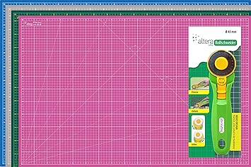 Schneidematte Set, Schneideunterlage Selbstheilend A1 (60x90cm) + 1 Rollschneider und Messer (Pink)