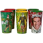 American Greetings 6-Count 22 oz. Reusable Plastic Cups, Buddy The Elf Christmas Party Supplies