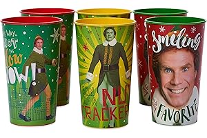 American Greetings 6-Count 22 oz. Reusable Plastic Cups, Buddy The Elf Christmas Party Supplies