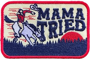 GIANT STEP DESIGN CO. Mama Tried! Vintage Cowboy Iron-On Embroidered Patch For Hats and Accessories