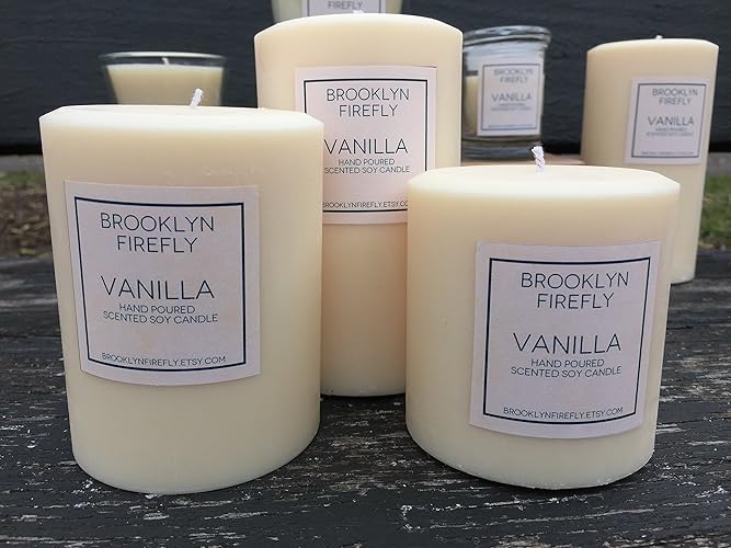 Vanilla Candles. 3" Round Pillars. Set of 3. Gift Boxed