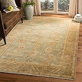 SAFAVIEH Oushak Collection Area Rug - 9' x 12', Light Blue & Beige, Hand-Knotted Traditional Oriental Wool, Ideal for High Tr