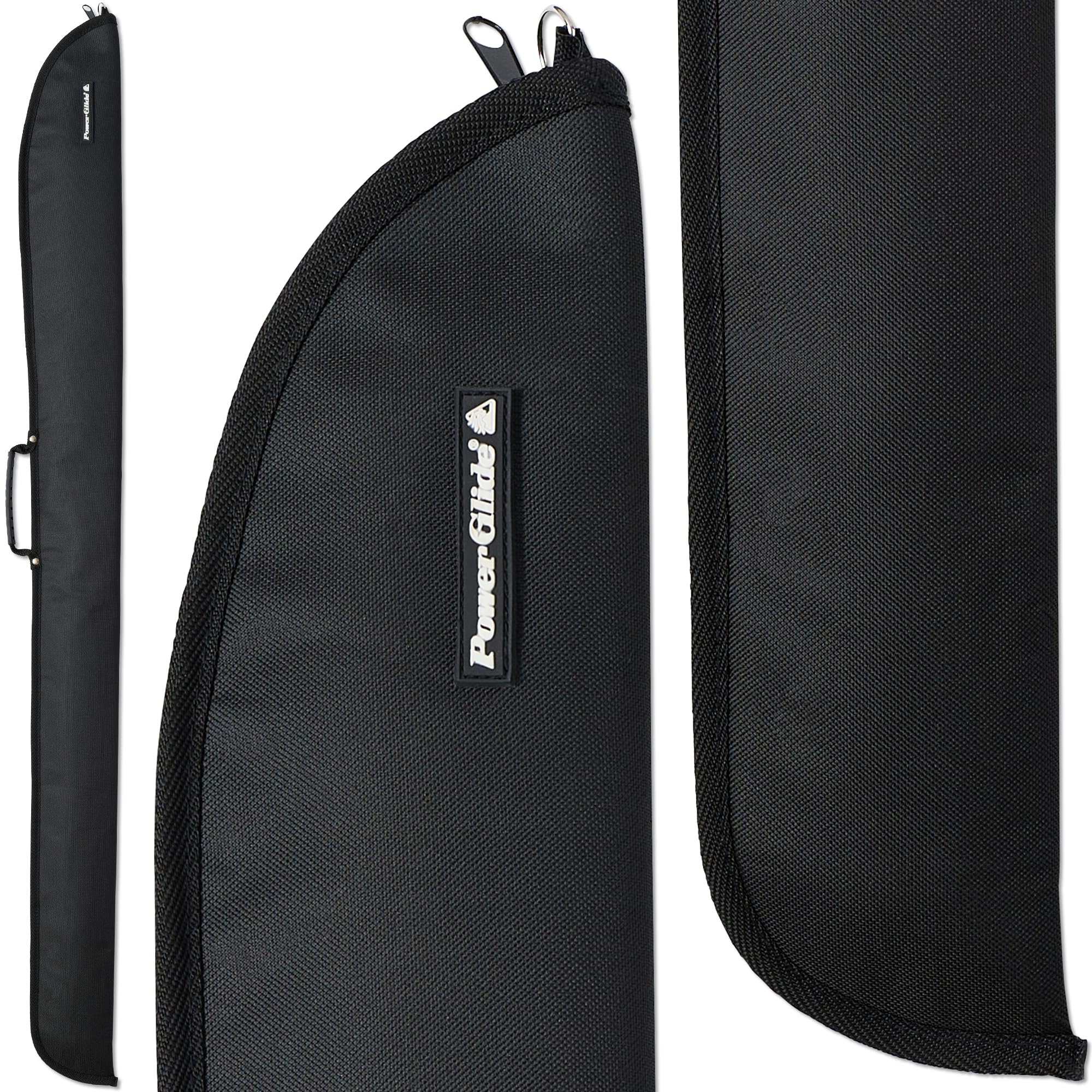 POWERGLIDE Snooker Pool or Billiard Protective Soft Cue Case Sleeve | Ultra Slim | Lightweight | Black Vinyl | Zip Closure | Protects and Holds One 50/50 Joint Cue