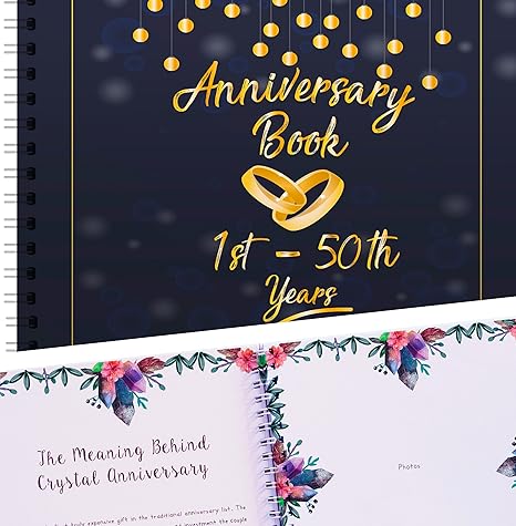 Amazon Com Wedding Anniversary Memory Book A Hardcover Journal To Document Anniversaries From The 1st To The 50th Year Unique Couple Gifts For Him Her Personalized Marriage Presents For