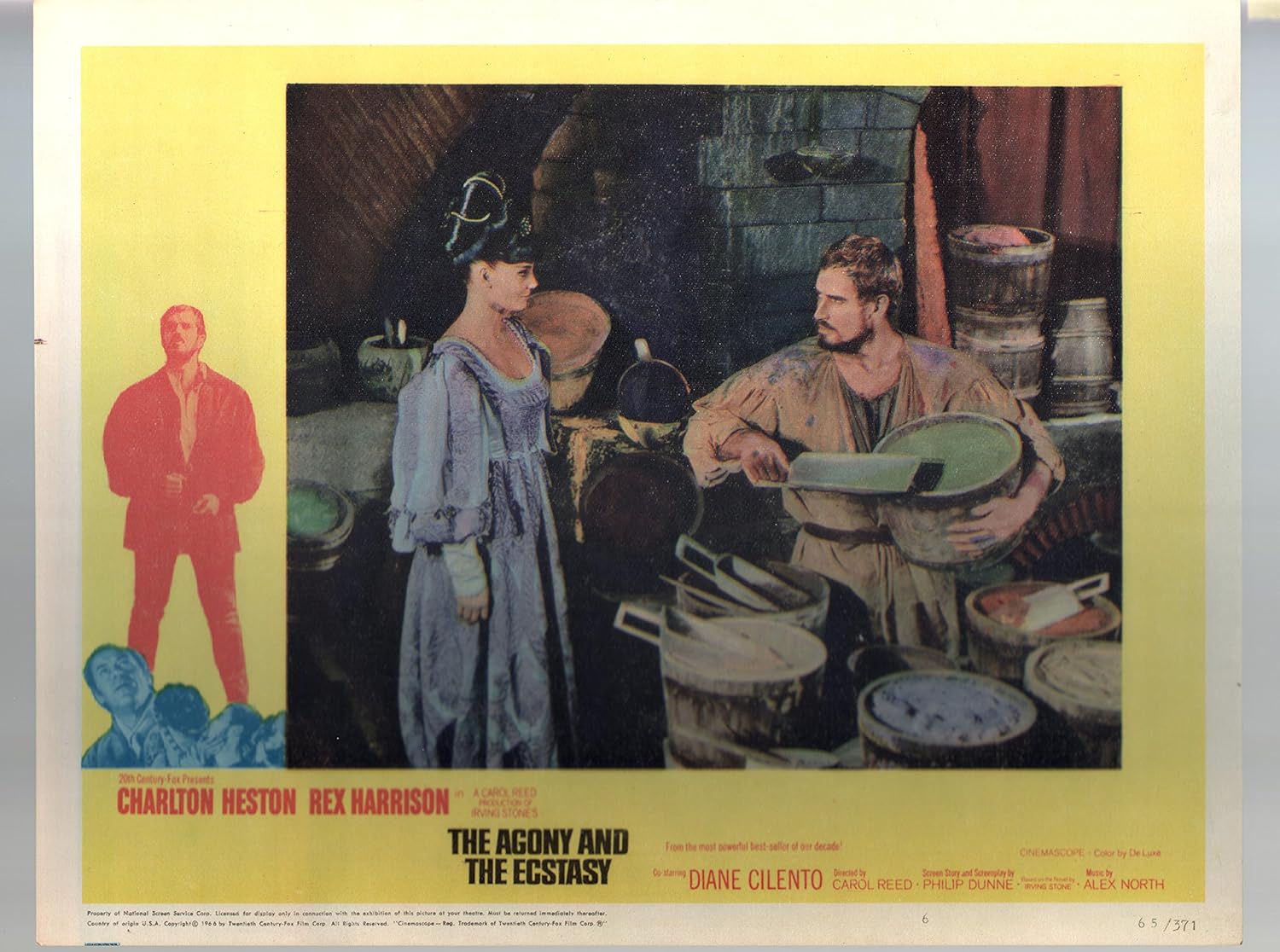 MOVIE POSTER: Agony And The Ecstasy-Diane Cilento-Charlton Heston-11x14-Color-Lobby Card-Drama