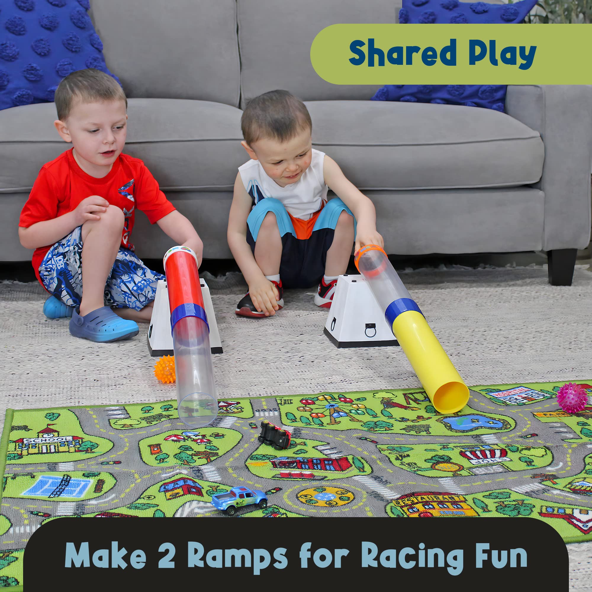 Toy Tunnel Ball Drop Race Track Set (7-Piece Set); Toy Car/Ball Ramp Play Set STEM Toy