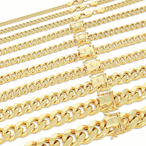 Nuragold 14K Real Yellow Gold Miami Cuban Link Chain Necklace 16