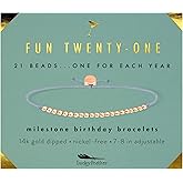 Lucky Feather 21st Birthday Gifts For Her | 21st Birthday Bracelet With 14k Dipped Beads Adjustable Cord Milestone Gift | Gifts For 21 Year Old Female | Gift Card For 21 Girls | 21 year old birthday gifts for her