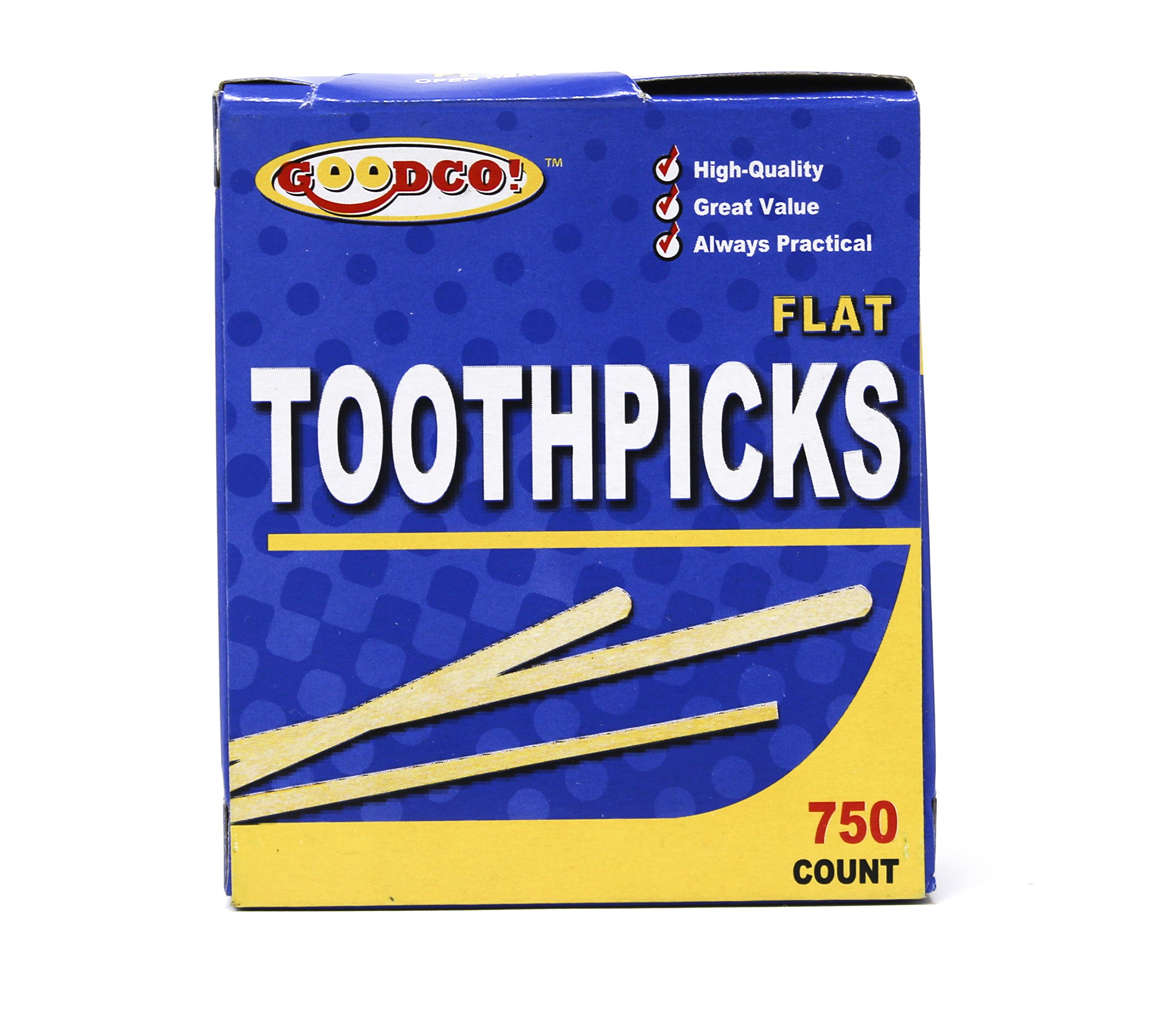 GoodCo! Toothpicks, Flat Natural Wooden Bamboo Tooth Picks For Teeth, Appetizers And Cocktail
