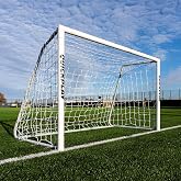 QuickPlay Match60 Folding Aluminum Soccer Goal - Youth to Full-Size | 60mm aluminum frame, 3mm braided net, Folds flat, freestanding, Twist-lock net clips, Steel side supports, Match &amp; club play