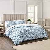 Waverly Hayden 3-Piece Microfiber Percale Comforter Set – Queen Blue/Green