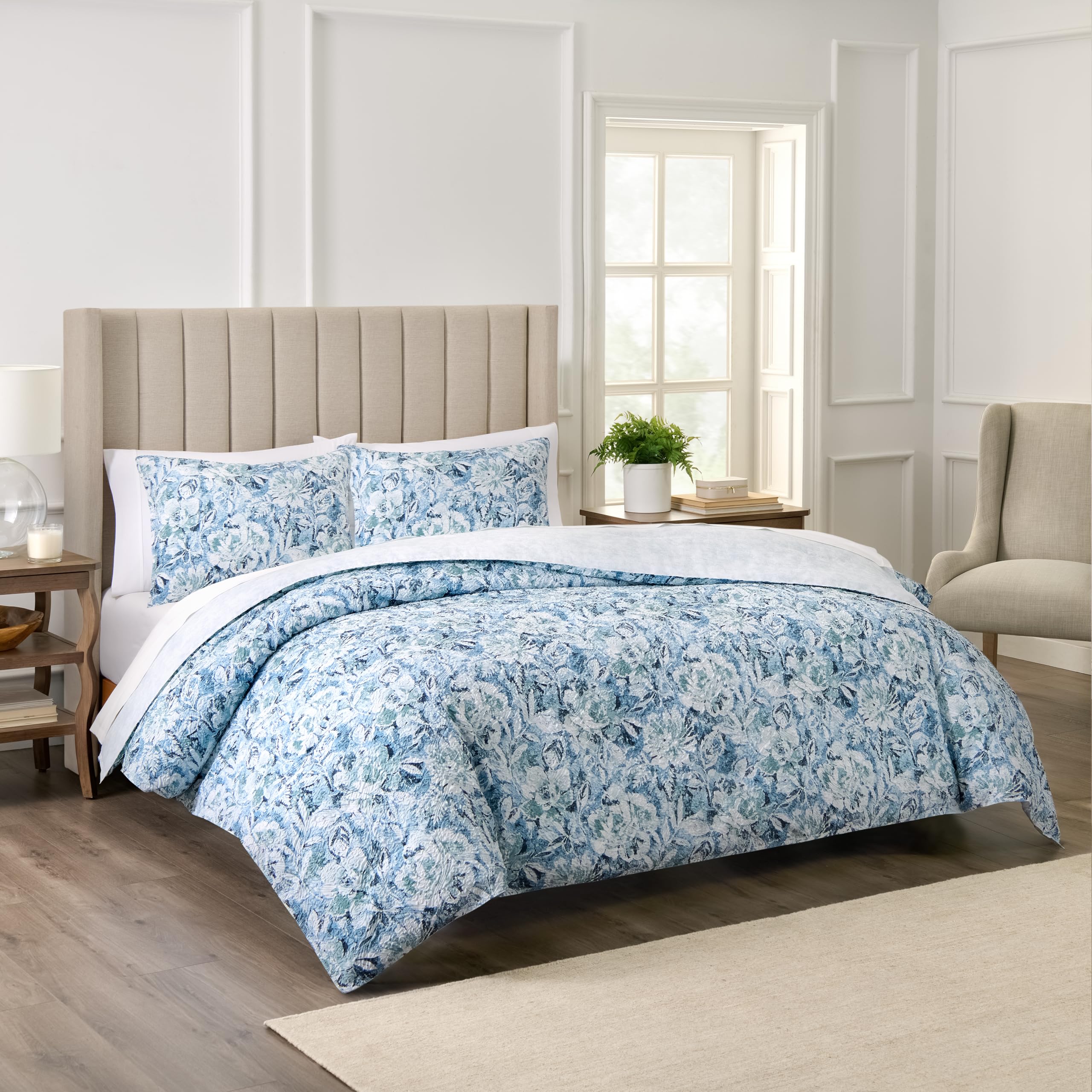 Waverly Hayden 3-Piece Microfiber Percale Comforter Set – Full Blue/Green Image