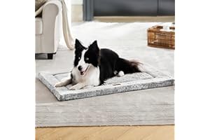 Figopage Stylish Dog Bed for Crate with Removable Machine Washable, Dog Crate Mat Pad with Soft Faux Fur Anti-Slip Kennel Pet Bed Mats for Medium Dog, 36x24 Inches