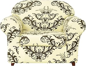 subrtex 2-Piece Durable Soft High Stretch Printed Sofa Slipcovers Washable Furniture Protector for Sofa Couch Home Decor(Small,Coffee)