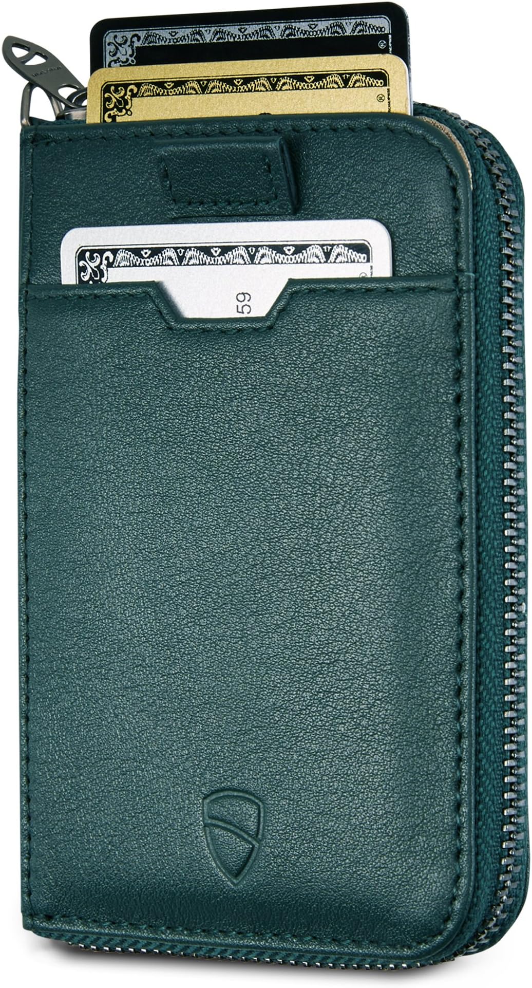 Vaultskin NOTTING HILL Slim Zip Wallet with RFID Protection for Cards Cash Coins (Alpine Green)