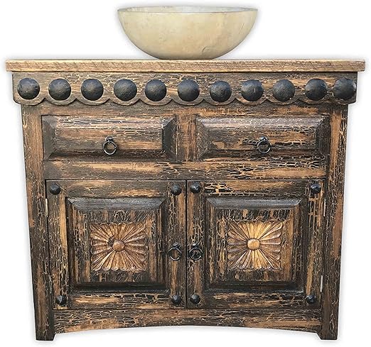 Amazon Com Salamanca 36 Rustic Vanity With Clavos Crackle Black Kitchen Dining