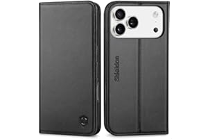 SHIELDON Wallet Case for iPhone 17 Pro Max 6.9-inch 2025 | Genuine Leather | RFID Blocking | Credit Card Holder | Flip Magnetic Cover | Kickstand | Shockproof Inner Phone Shell | Black