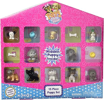 Amazon Com Juego Puppy In My Pocket De 15 Piezas Coleccionables De Cachorros Toys Games
