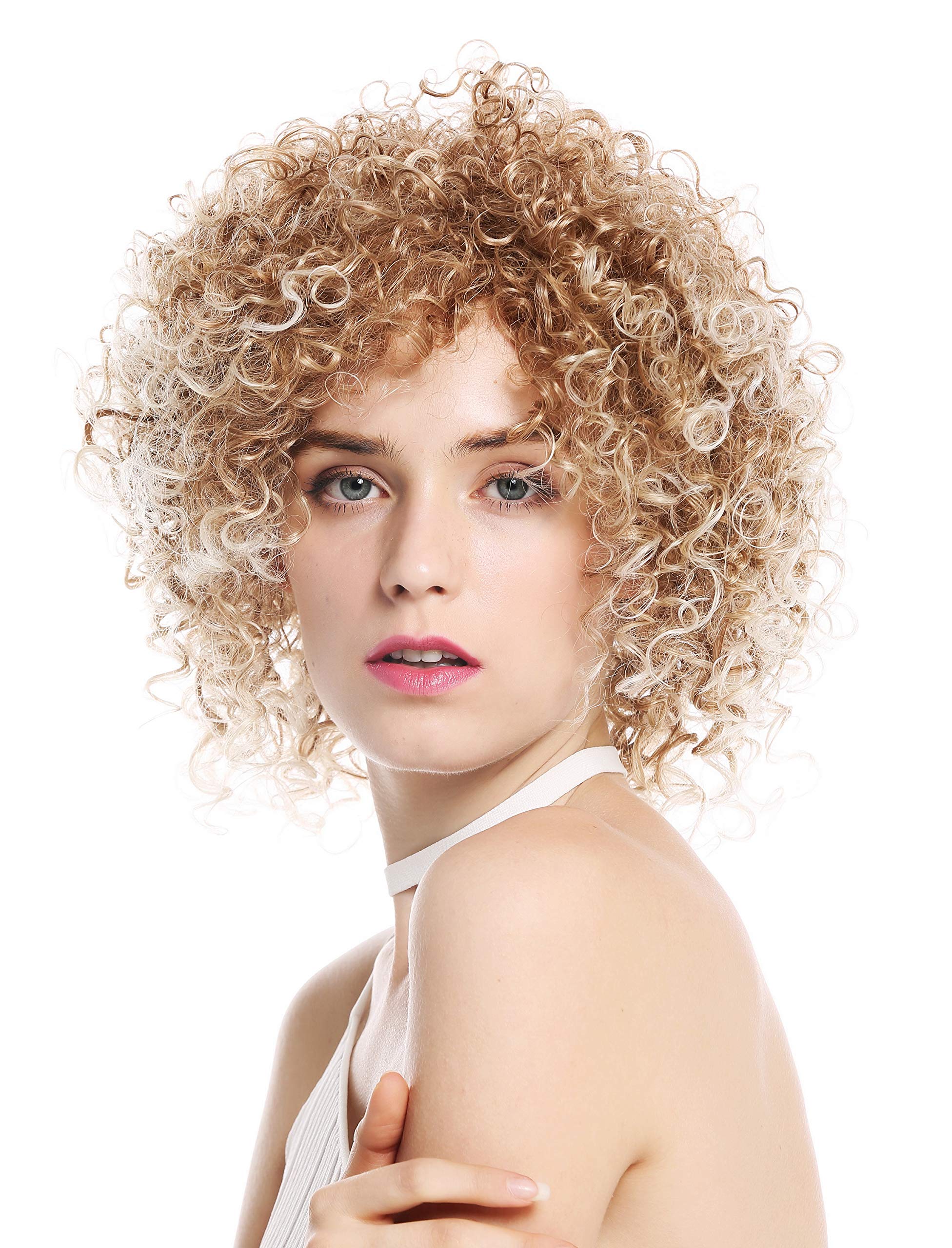 WIG ME UP - VK-11-27T613 women's quality wig short voluminous frizzy curls curly blonde highlights platinum highlights