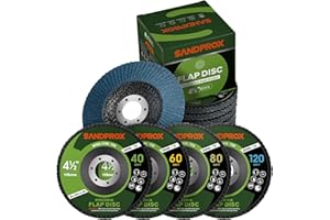 SANDPROX 10 Pack Flap Discs 4 1/2 x 7/8 Inch Flap Disc Grinding Wheel Type 29 Includes 40/60/80/120 Grit Flapper Wheels for Grinder Aluminum Oxide Flap Disc for Wood and Metal