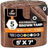 Multipurpose Protective Cover Brown Poly Tarp 5' x