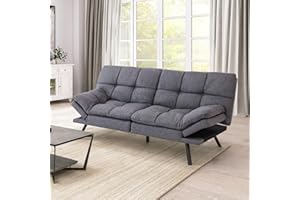 Hcore Futon Sofa Couch Bed,Convertible Futon Couch Bed,Memory Foam Futon Sleeper Sofa,Loveseat Sofa Bed,Small Splitback Polyester Modern Sofa for Living Room,Office,Apartment,Dark Grey