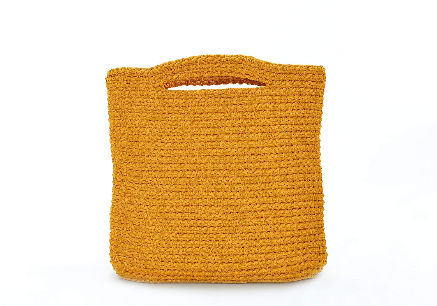 yellow crochet bag