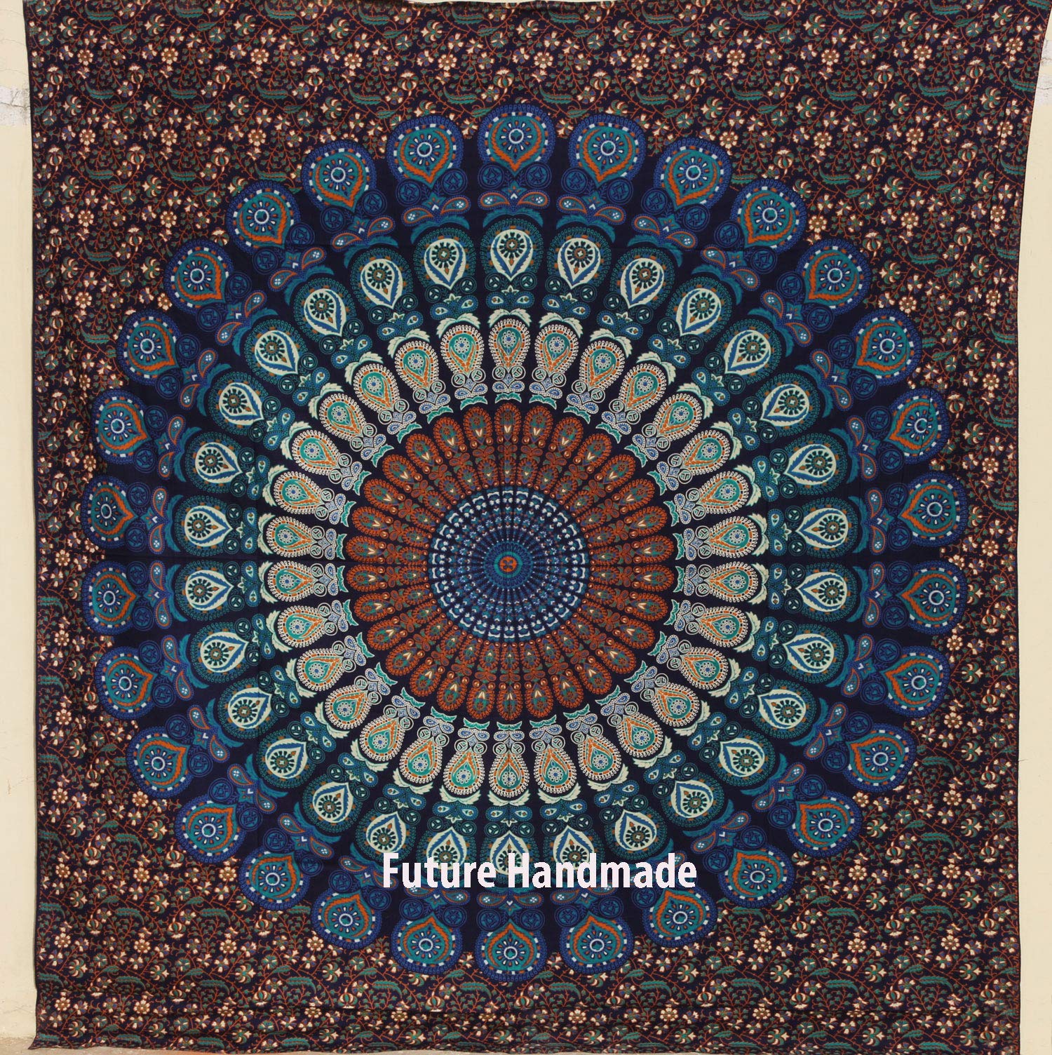 Future Handmade Large Blue Mandala Tapestry Gypsy Tapestry Room Decoration Indian Printed Bed Sheet Wall Hanging Beach Blanket Bohemian Tapestries Bedroom Bedspread