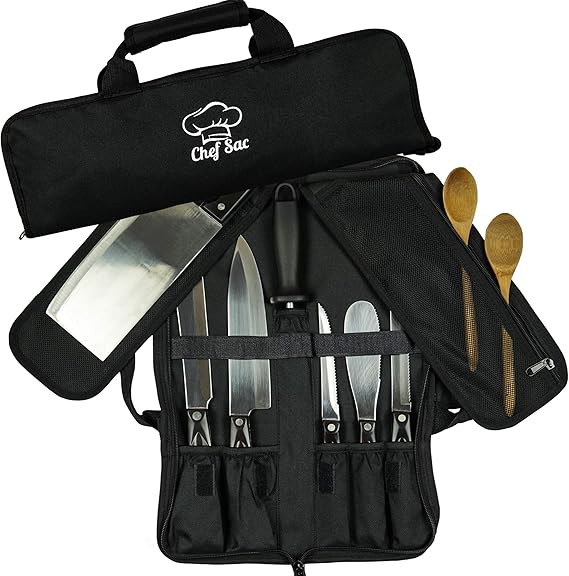 Chef Knife Bag Roll Bag Case 8 Pockets for Knives & Kitchen Utensils