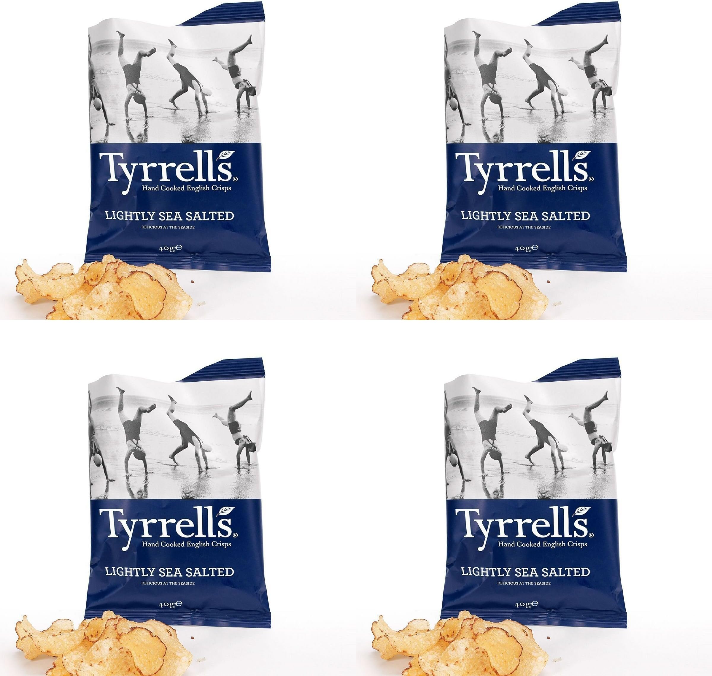 (4 Pack) - Tyrrells Lightly Sea Salted Potato Chips | 40 x 24g x | 4 Pack - Super Saver - Save Money