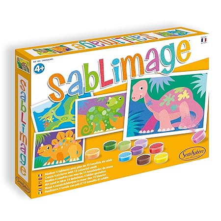 Sentosphere 3900895 - Sandbilder: Dinosaurier, Bastelset, 4 Bildvorlagen