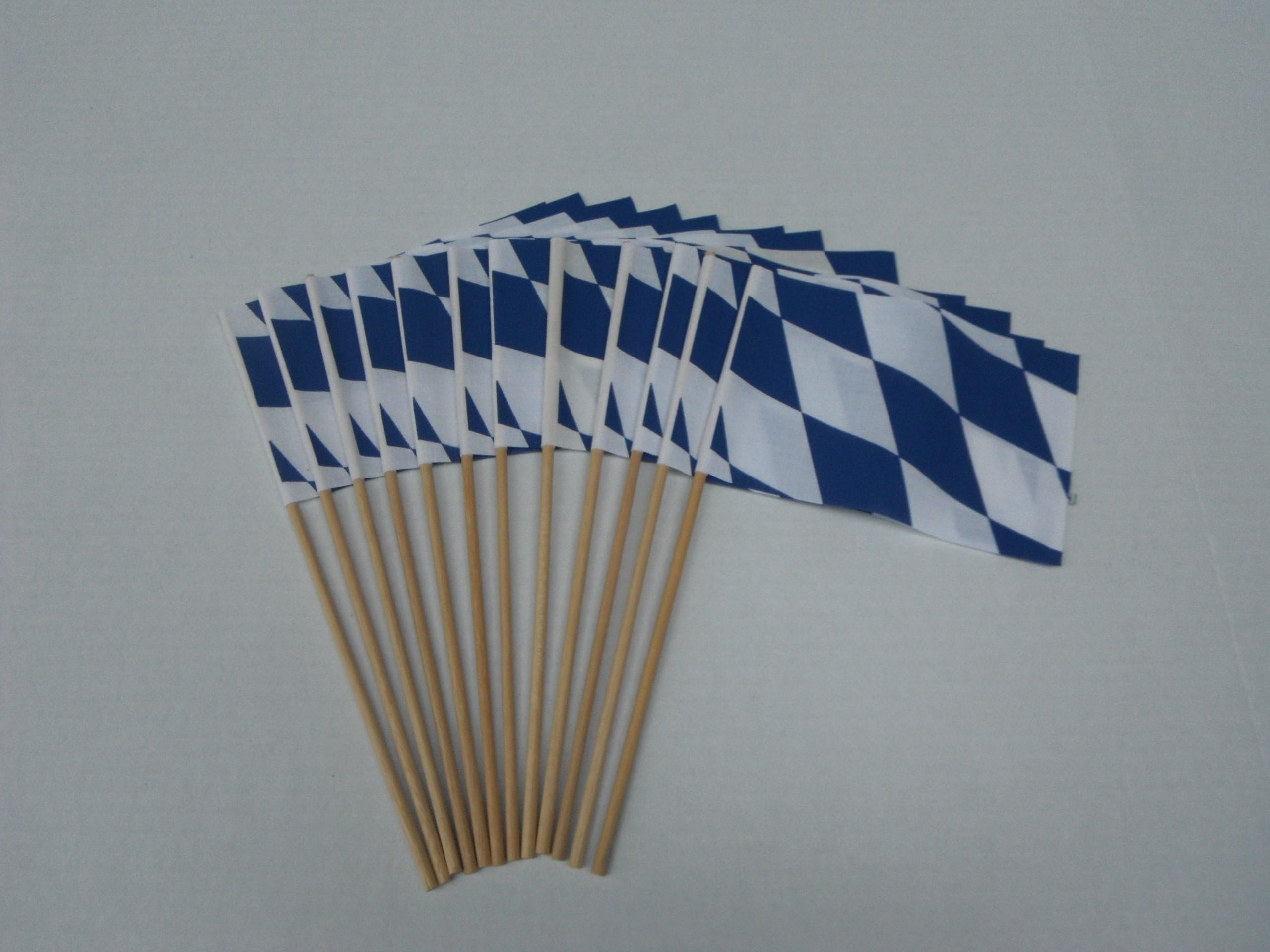 Lot of -12- 4x6 Inch Bavaria German Flags Oktoberfest Stick Flags