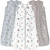 Unnivoll Baby Sleep Sack 6-12 Months 3 Pack 100% Cotton Lightweight 0.5 TOG Wearable Blanket Baby Sleep Bag with 2-Way Zipper for Newborn Infant White Gray Blue Space