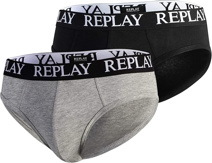 Replay Branded men's briefs, pack of 2, men's underwear, brand logo on