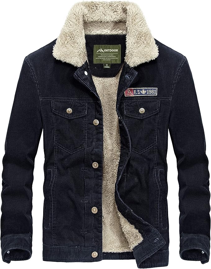 WS668 Men's Classic Corduroy Jacket Winter Thicken Warm Business Coat