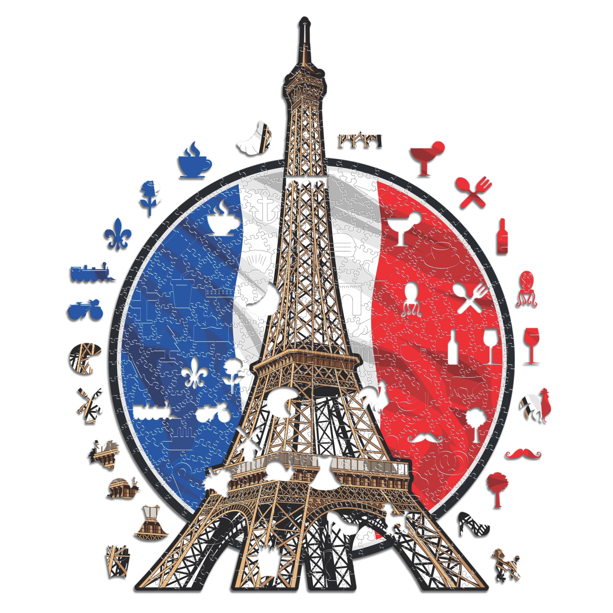 Iconic Puzzles, Tour Eiffel, 100% eco-sustainable wooden puzzle, size L, 500 pieces