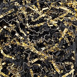Wowxyz 2 LB Crinkle Cut Paper Shred Black & Gold