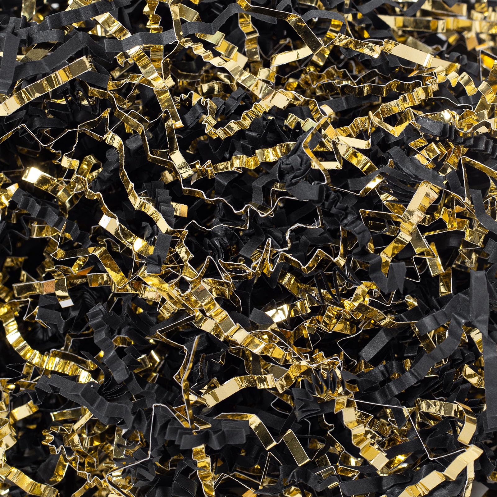 Wowxyz 2 LB Crinkle Cut Paper Shred Black & Gold