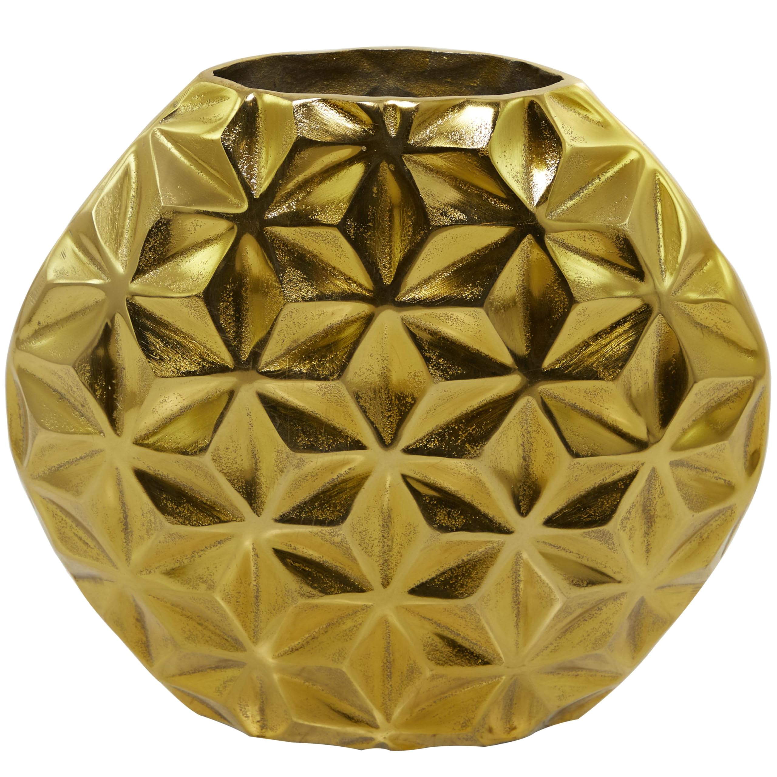Photo 1 of CosmoLiving by Cosmopolitan Aluminum Metal Geometric Decorative Vase Faceted Centerpiece Vase, Flower Vase for Home Decoration 14" x 5" x 13", Gold
