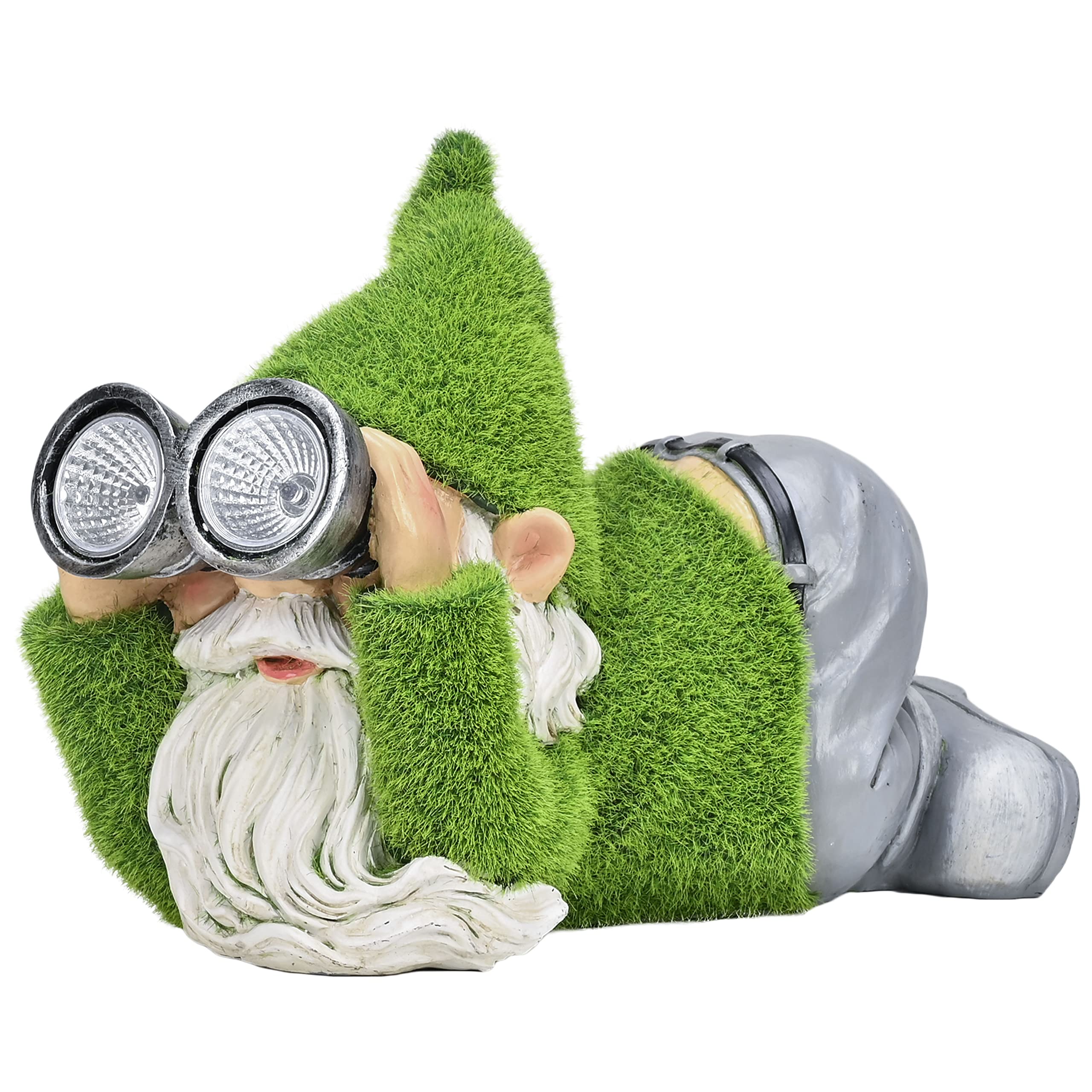 TERESA'S COLLECTIONS Garden Ornaments Outdoor, Lovely Spying Gonks Using Telescope with Solar Lights, Waterproof Resin Gonks Ornaments, Indoor Outdoor 26.5CM