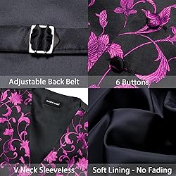 Barry.Wang Hot Pink Black Vest for Men Silk