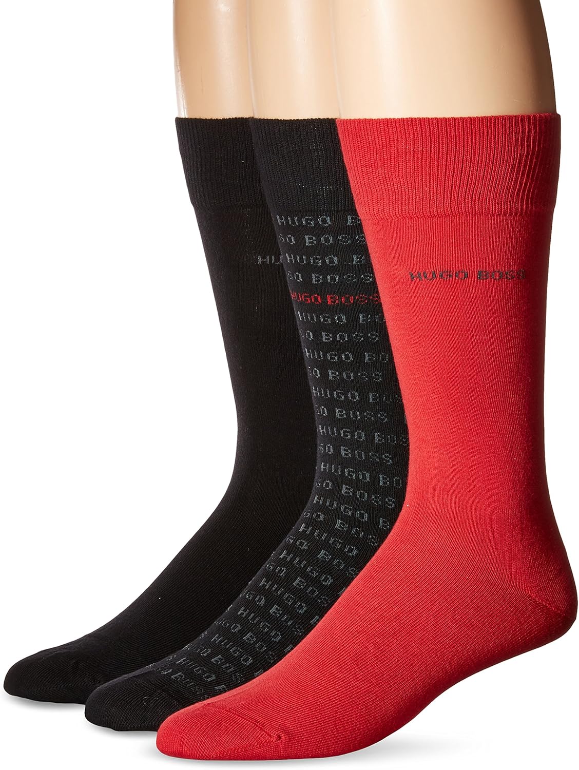 BOSS HUGO BOSS Men's Crew Sock Gift Box, Black/Red, Sock Size 1013