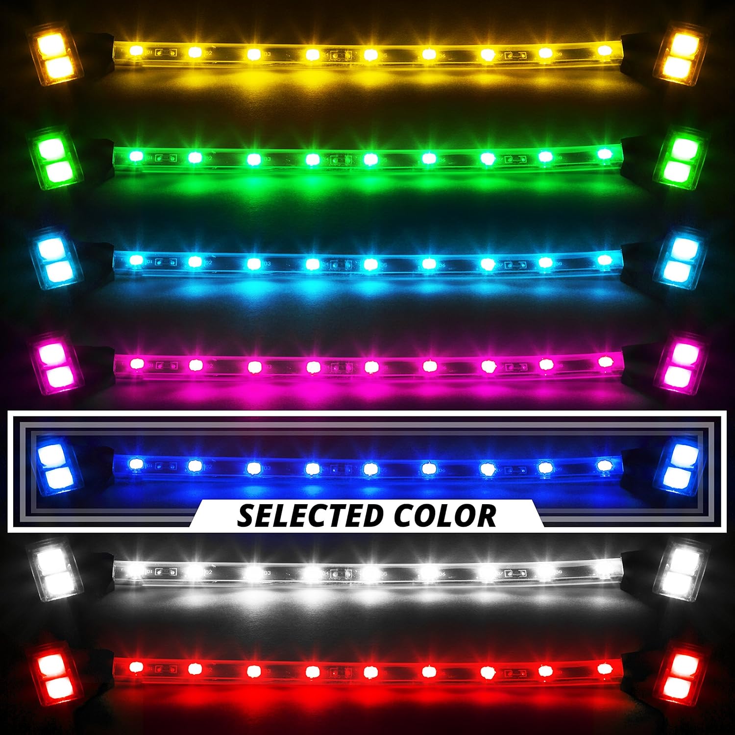 2nd Gen Single Color BLUE 8 POD 2 STRIP 60 LED Universal Motorcycle Accent Neon Underglow Light Kit: Automotive