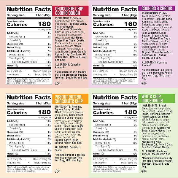 LENNY & LARRY’S COOKIE-FIED PROTEIN BAR VARIETY PACK – 4 FLAVORS – 8 X 1.59OZ VEGAN PROTEIN BARS – HIGH PROTEIN SNACKS WITH 12G PLANT PROTEIN & 5G FIBER – GLUTEN FREE SNACK – NON-GMO