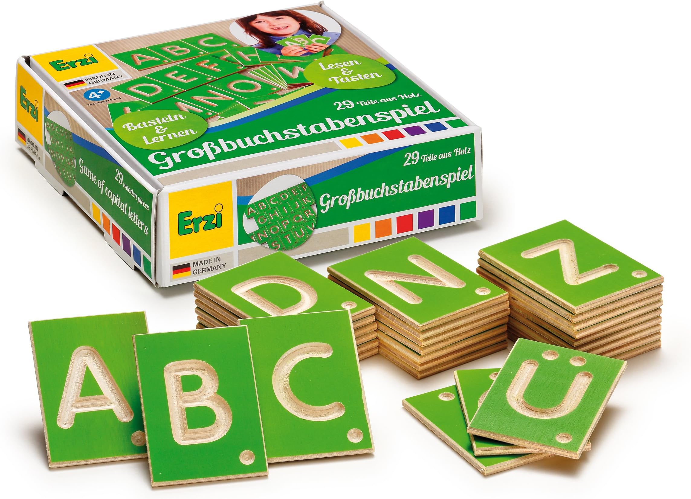 ErziGerman Wooden Toy Educational Game Capital Letters, 29 Pc