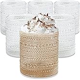 Kate Aspen Beaded Drinking Glasses Set of 6, 10 oz Retro Vintage Glassware - Boho Cocktail Water Juice Glasses, Hostess or Housewarming Gift