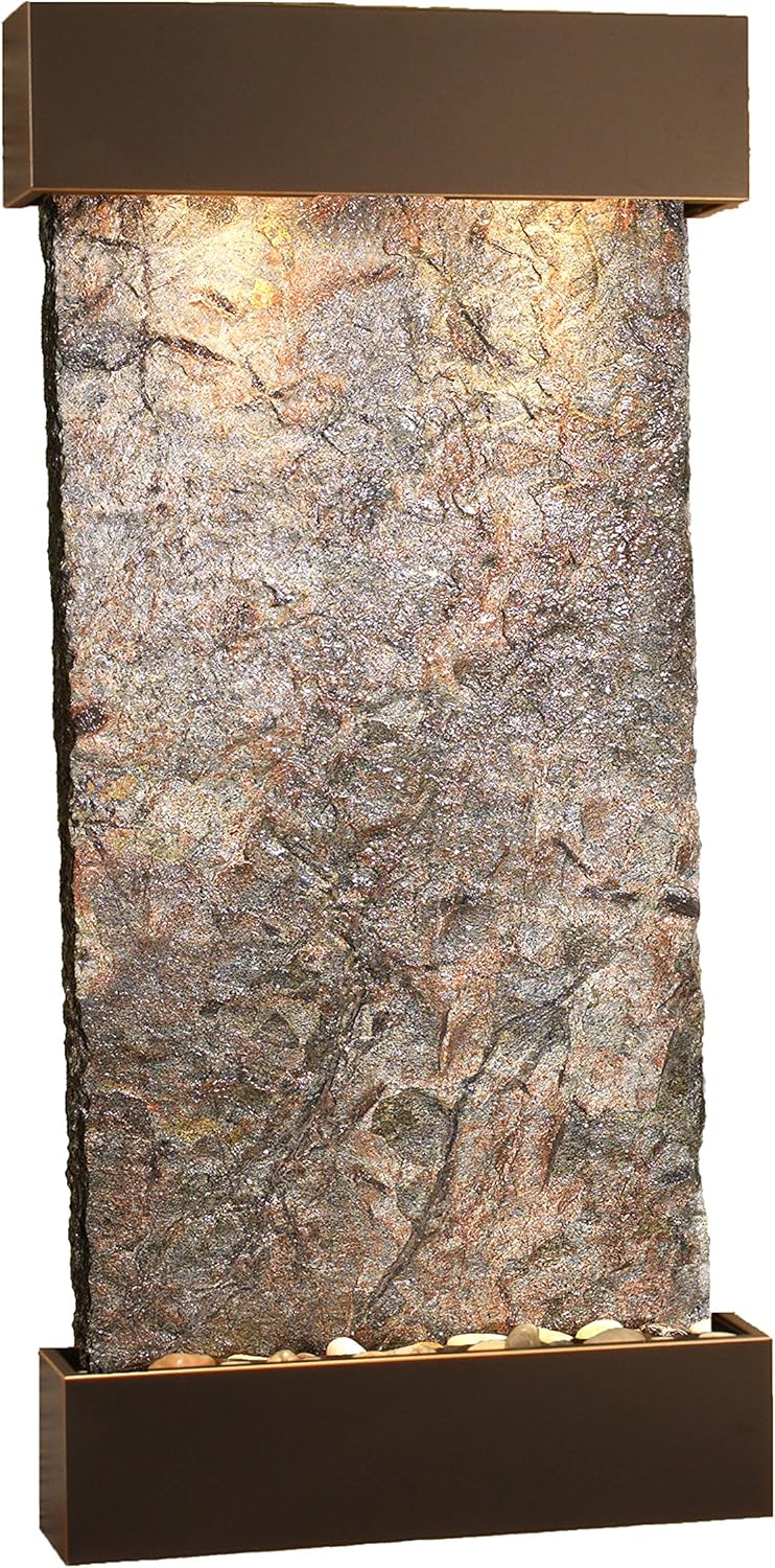Whispering Creek Water Feature with Blackened Copper Trim and Square Edges (Natural Green Slate): Home & Kitchen