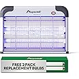 Aspectek 20W Electric Bug Zapper for Indoor Use. Effective Against Mosquitoes and Flies. 2 Extra Replacement Bulbs Included. Lightweight Design, 2800V Powerful Grid, Easy Cleaning, Washable Tray.