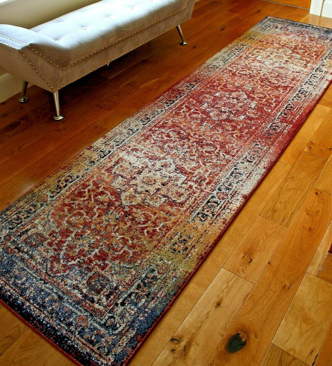 New Terra Burgundy Navy Traditional Vintage Style Area Rug Distressed
